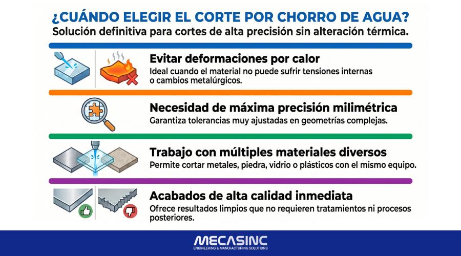 Infografía sobre ¿Qué es el corte por chorro de agua?
